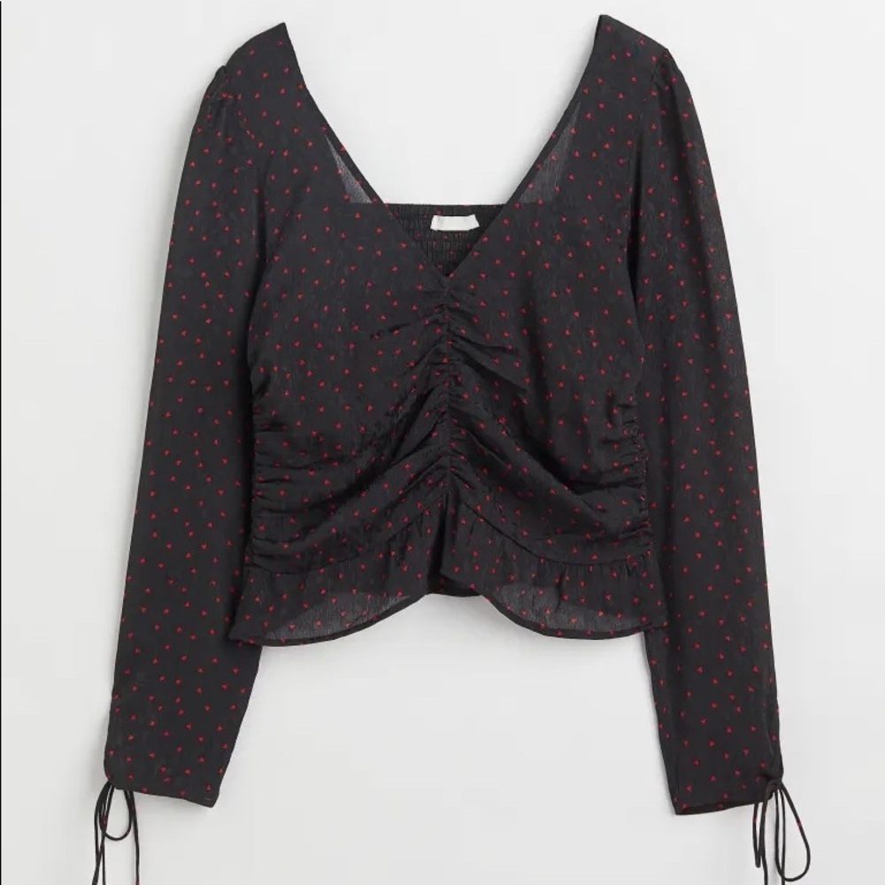 H&M | Puff-Sleeved Peplum Blouse